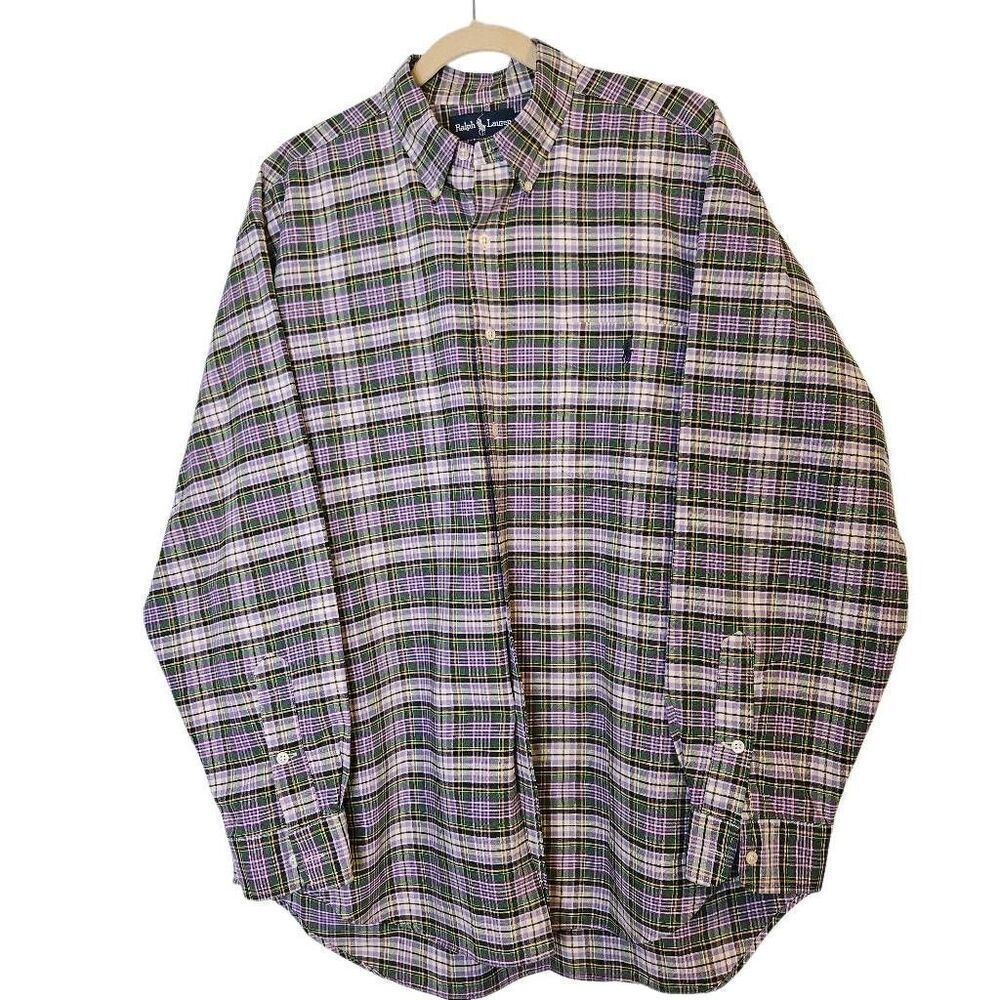 Ralph Lauren "Big Shirt" purple/green/blk, L. #914